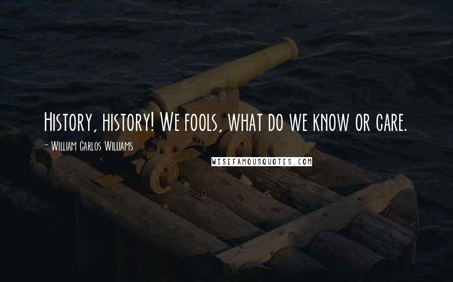William Carlos Williams Quotes: History, history! We fools, what do we know or care.