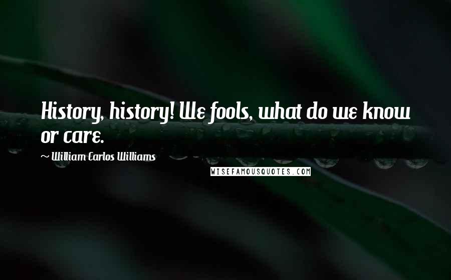 William Carlos Williams Quotes: History, history! We fools, what do we know or care.