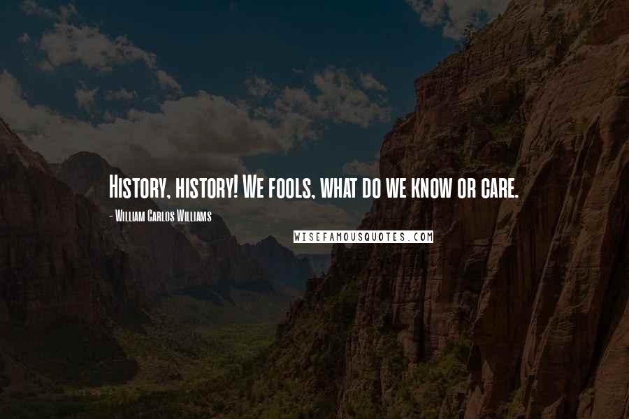 William Carlos Williams Quotes: History, history! We fools, what do we know or care.