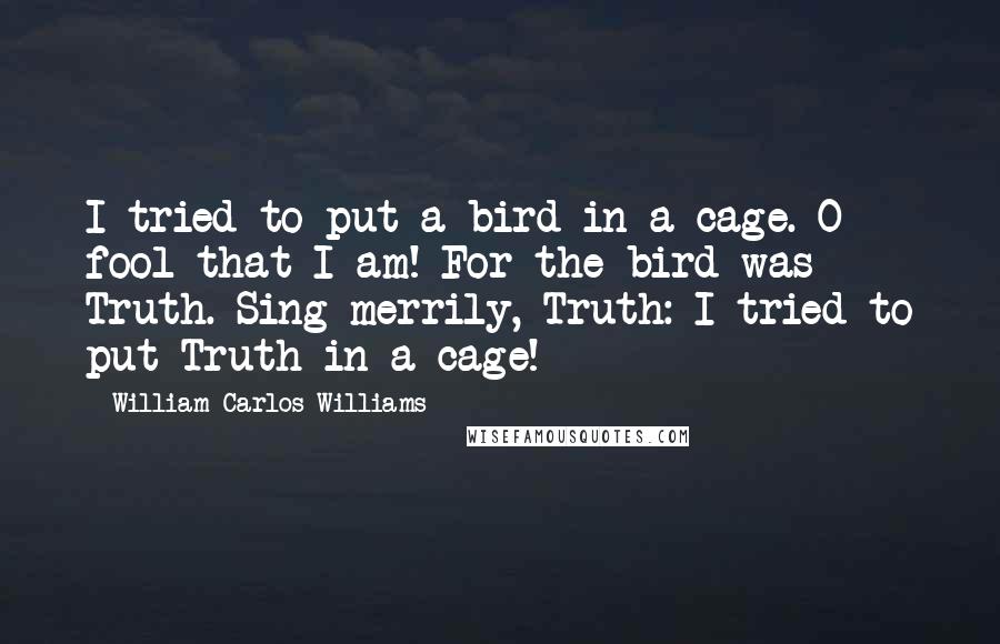 William Carlos Williams Quotes: I tried to put a bird in a cage. O fool that I am! For the bird was Truth. Sing merrily, Truth: I tried to put Truth in a cage!