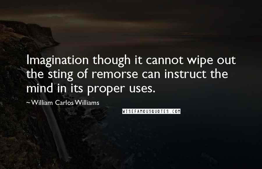 William Carlos Williams Quotes: Imagination though it cannot wipe out the sting of remorse can instruct the mind in its proper uses.