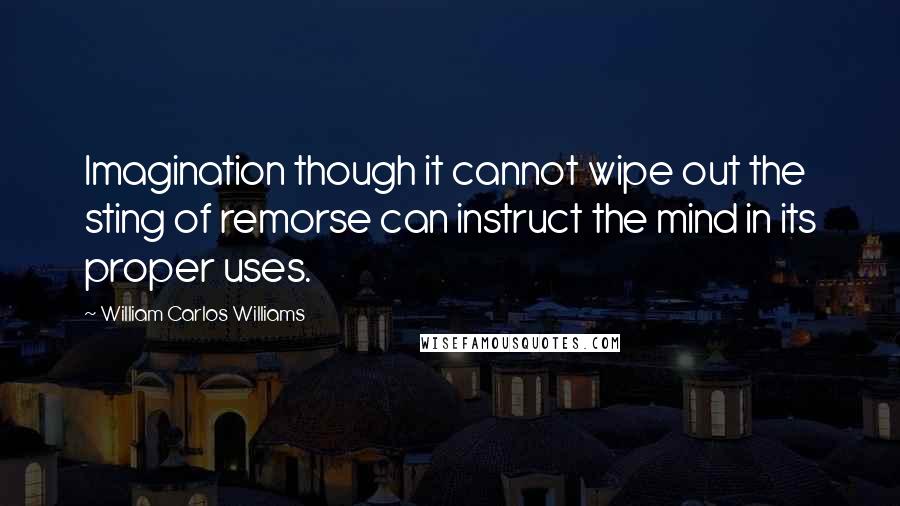 William Carlos Williams Quotes: Imagination though it cannot wipe out the sting of remorse can instruct the mind in its proper uses.