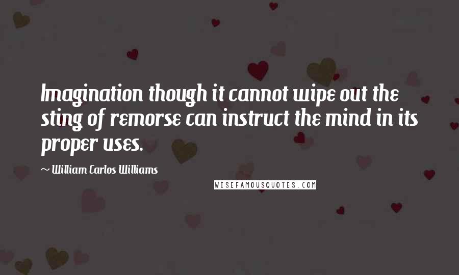 William Carlos Williams Quotes: Imagination though it cannot wipe out the sting of remorse can instruct the mind in its proper uses.