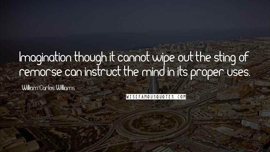 William Carlos Williams Quotes: Imagination though it cannot wipe out the sting of remorse can instruct the mind in its proper uses.