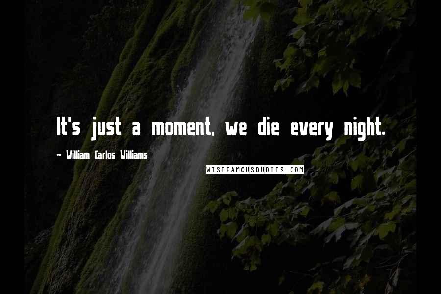 William Carlos Williams Quotes: It's just a moment, we die every night.