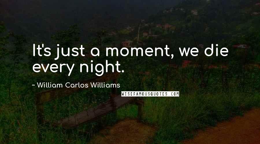 William Carlos Williams Quotes: It's just a moment, we die every night.