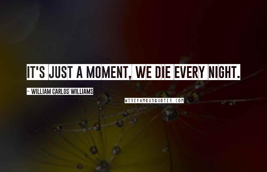 William Carlos Williams Quotes: It's just a moment, we die every night.