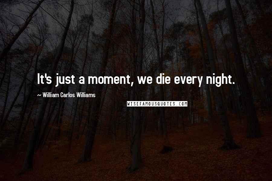 William Carlos Williams Quotes: It's just a moment, we die every night.