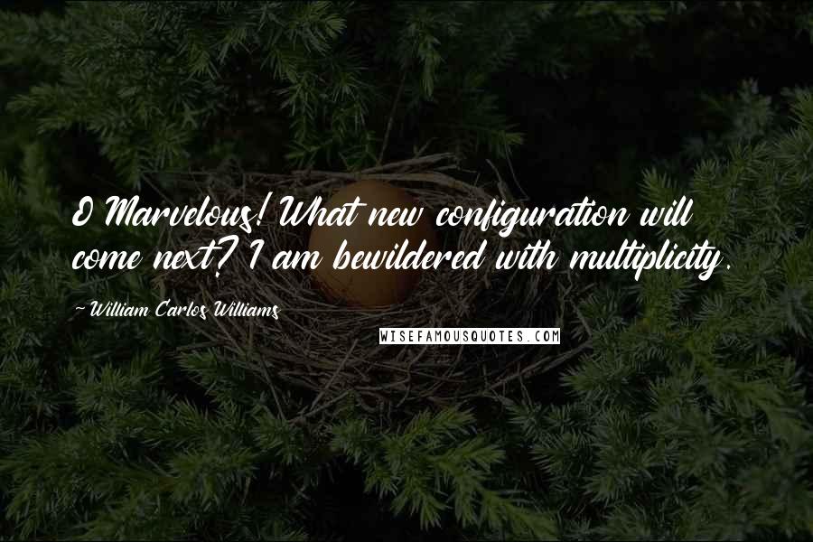William Carlos Williams Quotes: O Marvelous! What new configuration will come next? I am bewildered with multiplicity.