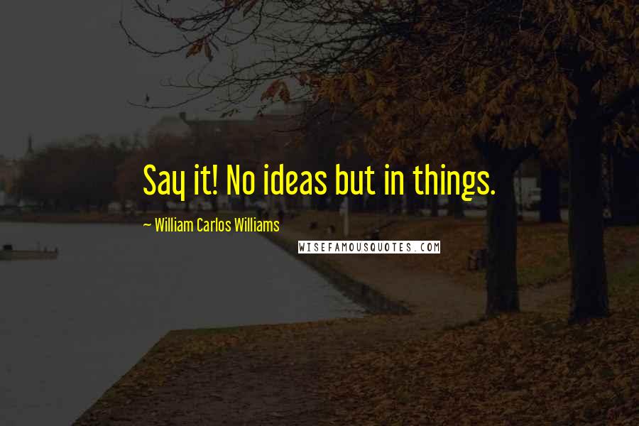 William Carlos Williams Quotes: Say it! No ideas but in things.