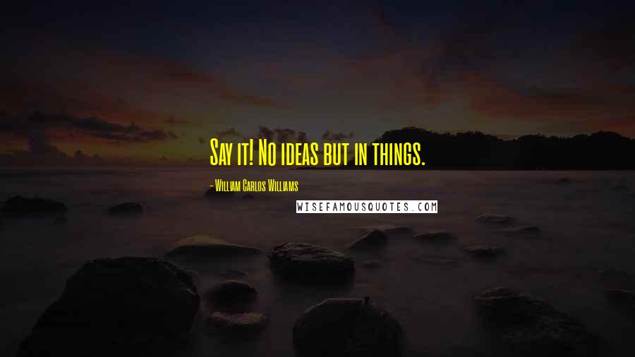 William Carlos Williams Quotes: Say it! No ideas but in things.