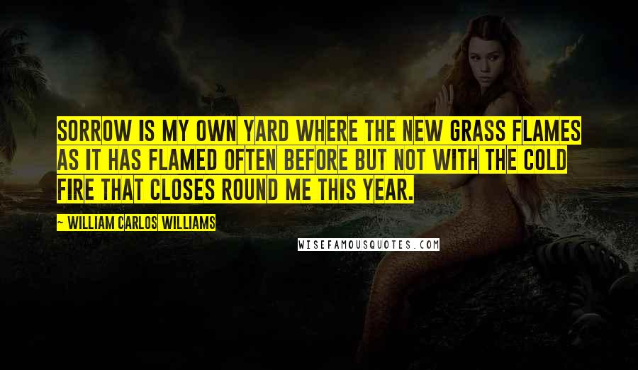 William Carlos Williams Quotes: Sorrow is my own yard where the new grass flames as it has flamed often before but not with the cold fire that closes round me this year.