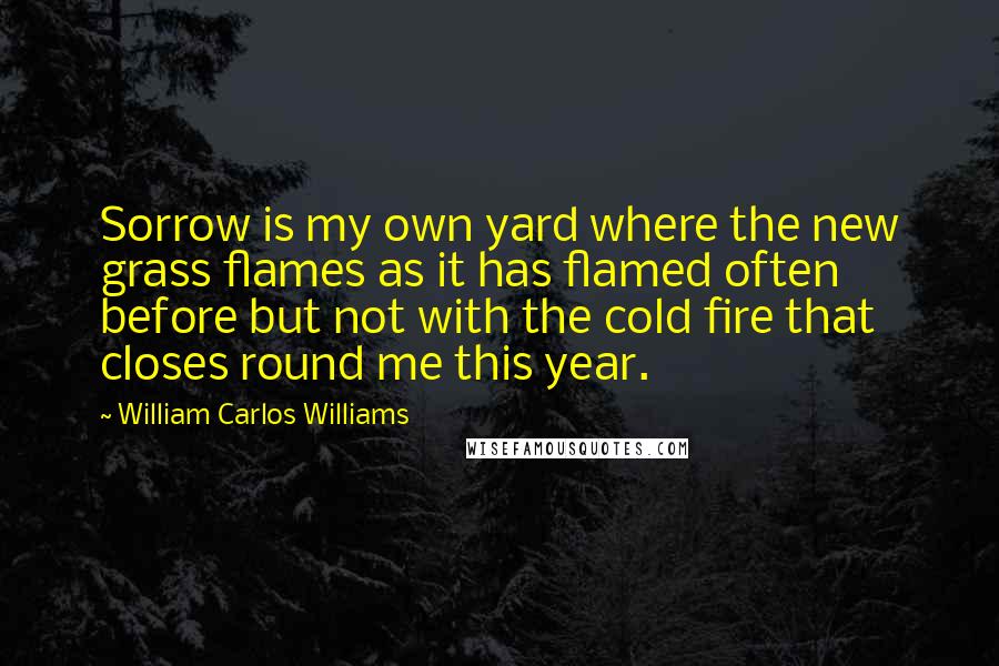 William Carlos Williams Quotes: Sorrow is my own yard where the new grass flames as it has flamed often before but not with the cold fire that closes round me this year.