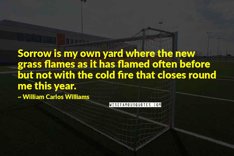 William Carlos Williams Quotes: Sorrow is my own yard where the new grass flames as it has flamed often before but not with the cold fire that closes round me this year.