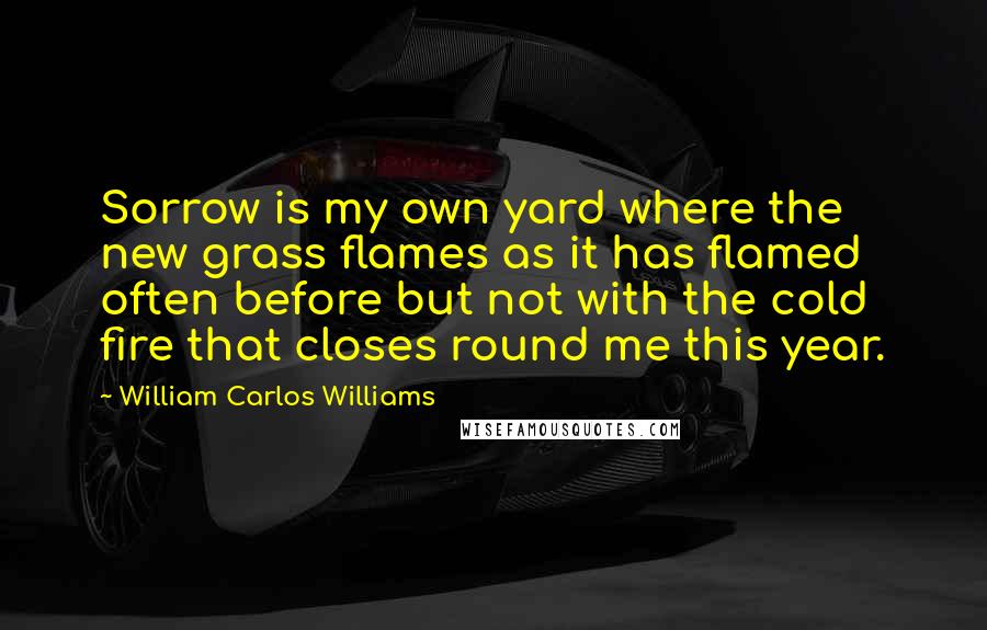 William Carlos Williams Quotes: Sorrow is my own yard where the new grass flames as it has flamed often before but not with the cold fire that closes round me this year.