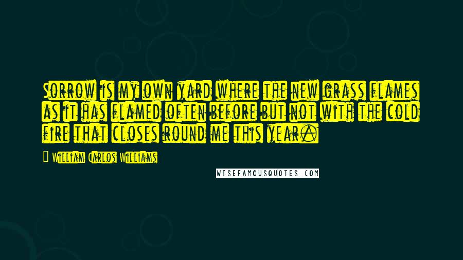 William Carlos Williams Quotes: Sorrow is my own yard where the new grass flames as it has flamed often before but not with the cold fire that closes round me this year.