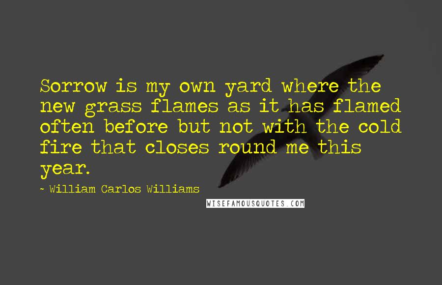 William Carlos Williams Quotes: Sorrow is my own yard where the new grass flames as it has flamed often before but not with the cold fire that closes round me this year.