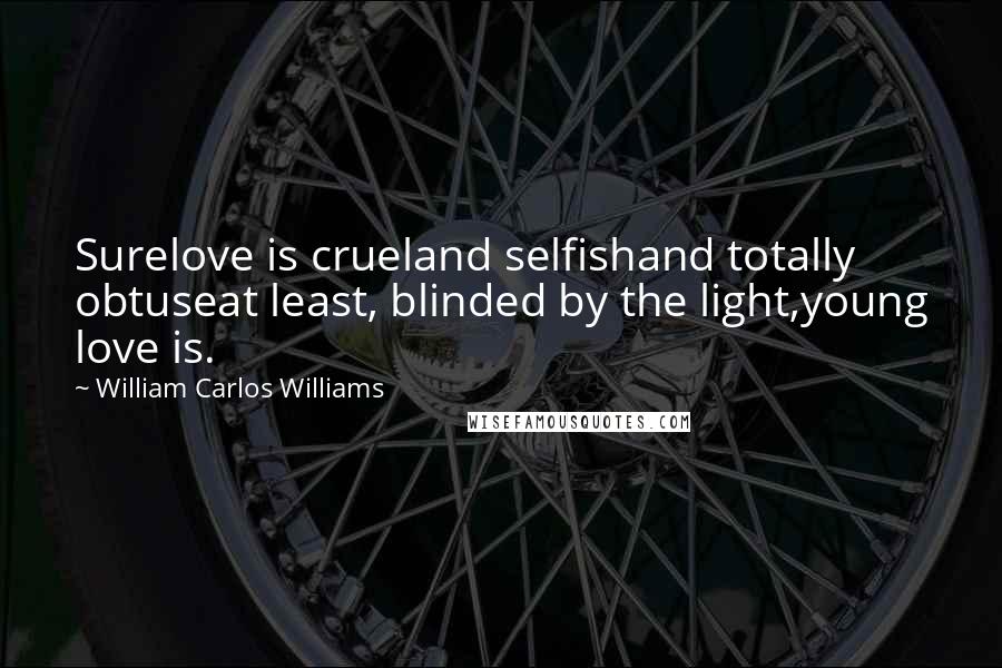 William Carlos Williams Quotes: Surelove is crueland selfishand totally obtuseat least, blinded by the light,young love is.