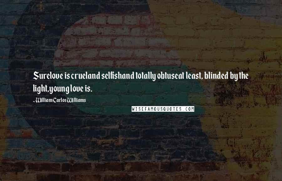 William Carlos Williams Quotes: Surelove is crueland selfishand totally obtuseat least, blinded by the light,young love is.