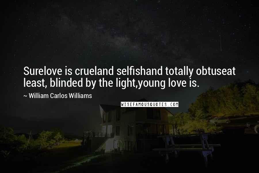 William Carlos Williams Quotes: Surelove is crueland selfishand totally obtuseat least, blinded by the light,young love is.