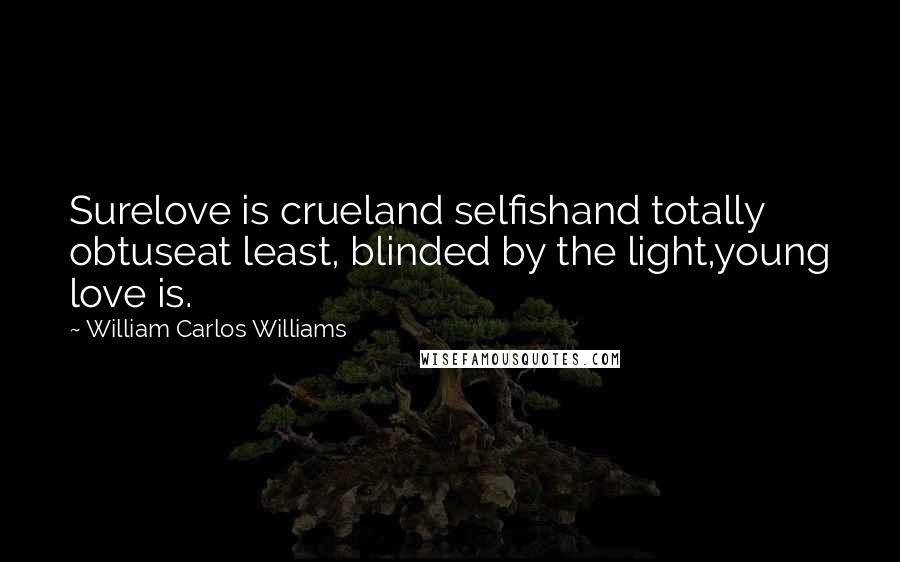 William Carlos Williams Quotes: Surelove is crueland selfishand totally obtuseat least, blinded by the light,young love is.