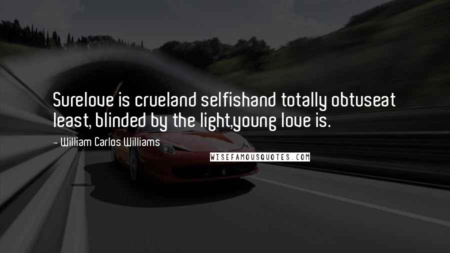 William Carlos Williams Quotes: Surelove is crueland selfishand totally obtuseat least, blinded by the light,young love is.