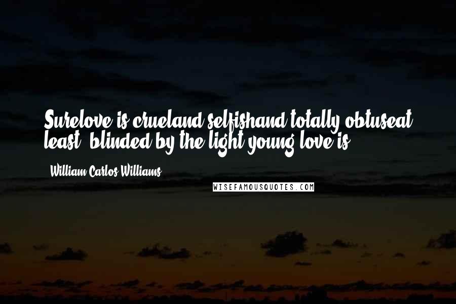 William Carlos Williams Quotes: Surelove is crueland selfishand totally obtuseat least, blinded by the light,young love is.