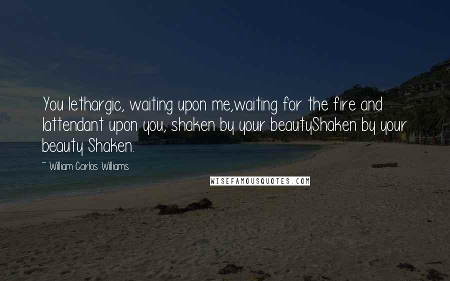 William Carlos Williams Quotes: You lethargic, waiting upon me,waiting for the fire and Iattendant upon you, shaken by your beautyShaken by your beauty Shaken.