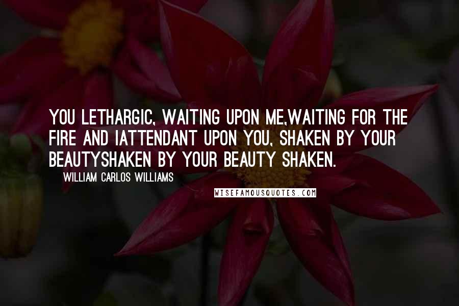 William Carlos Williams Quotes: You lethargic, waiting upon me,waiting for the fire and Iattendant upon you, shaken by your beautyShaken by your beauty Shaken.