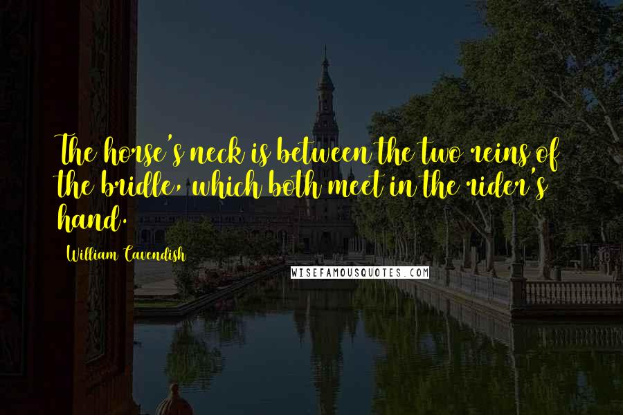 William Cavendish Quotes: The horse's neck is between the two reins of the bridle, which both meet in the rider's hand.