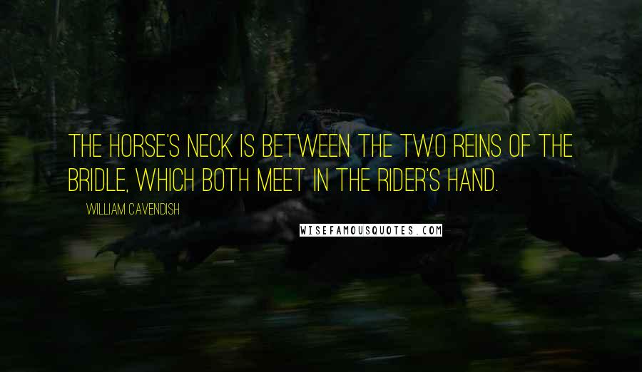 William Cavendish Quotes: The horse's neck is between the two reins of the bridle, which both meet in the rider's hand.