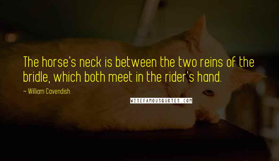 William Cavendish Quotes: The horse's neck is between the two reins of the bridle, which both meet in the rider's hand.