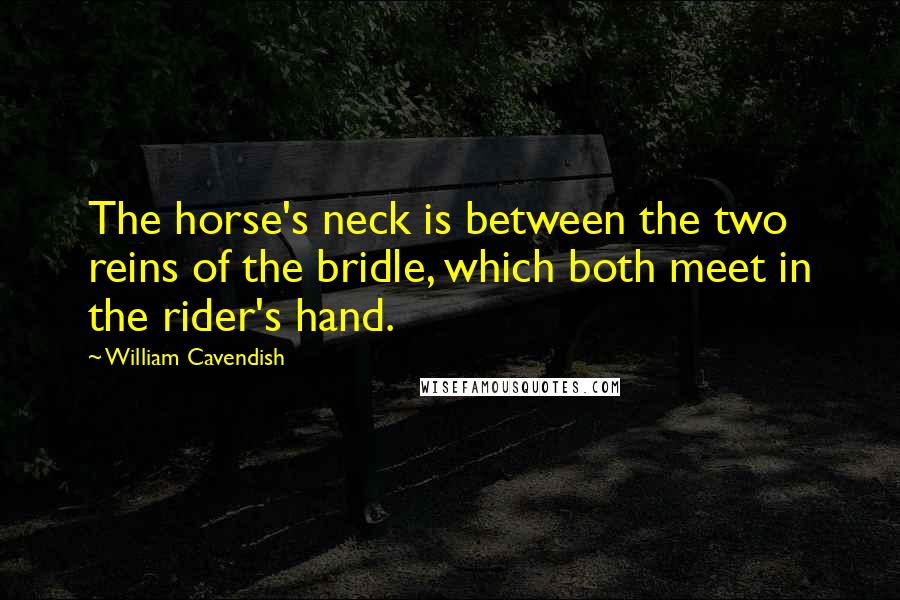 William Cavendish Quotes: The horse's neck is between the two reins of the bridle, which both meet in the rider's hand.