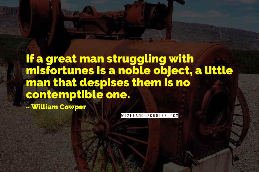 William Cowper Quotes: If a great man struggling with misfortunes is a noble object, a little man that despises them is no contemptible one.