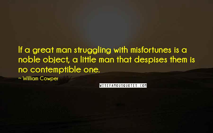 William Cowper Quotes: If a great man struggling with misfortunes is a noble object, a little man that despises them is no contemptible one.