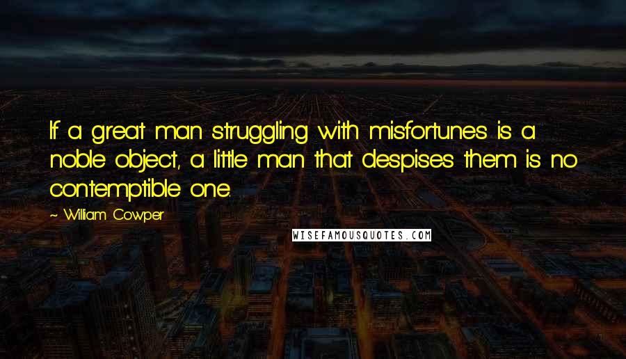 William Cowper Quotes: If a great man struggling with misfortunes is a noble object, a little man that despises them is no contemptible one.