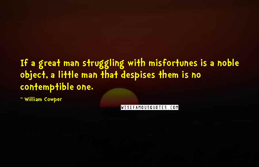 William Cowper Quotes: If a great man struggling with misfortunes is a noble object, a little man that despises them is no contemptible one.