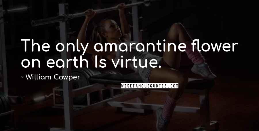 William Cowper Quotes: The only amarantine flower on earth Is virtue.