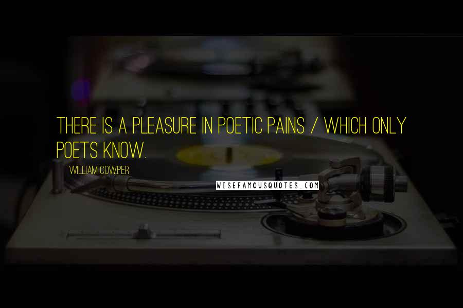 William Cowper Quotes: There is a pleasure in poetic pains / Which only poets know.