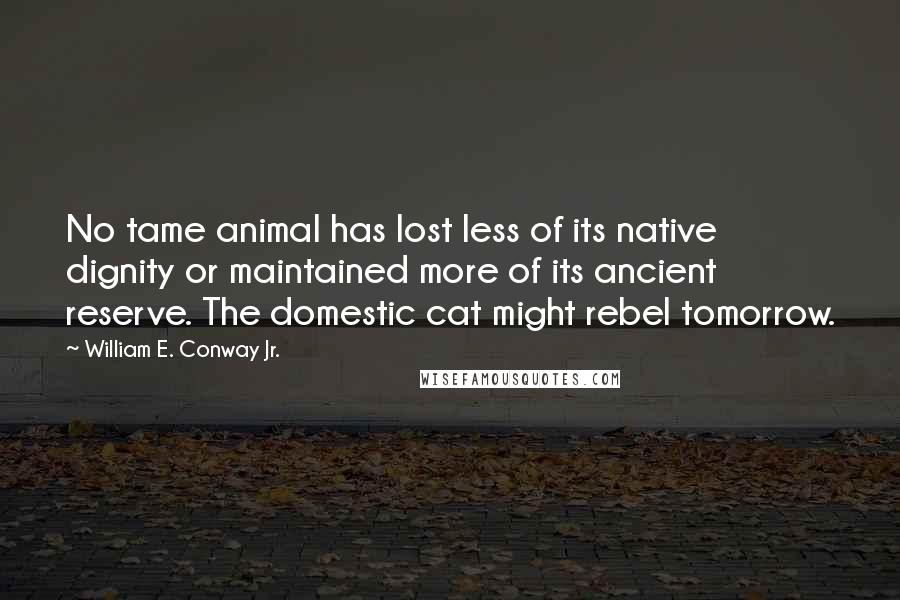 William E. Conway Jr. Quotes: No tame animal has lost less of its native dignity or maintained more of its ancient reserve. The domestic cat might rebel tomorrow.