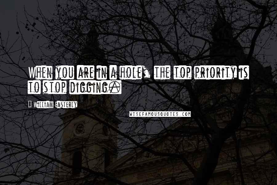 William Easterly Quotes: When you are in a hole, the top priority is to stop digging.