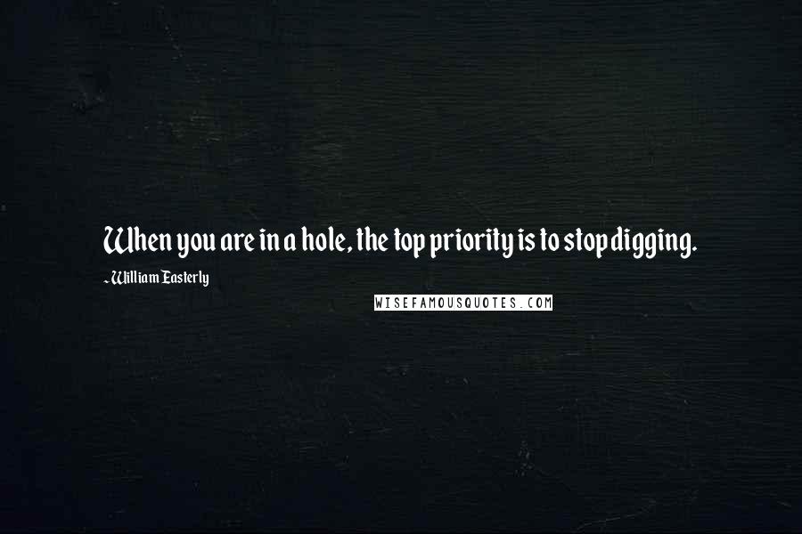 William Easterly Quotes: When you are in a hole, the top priority is to stop digging.