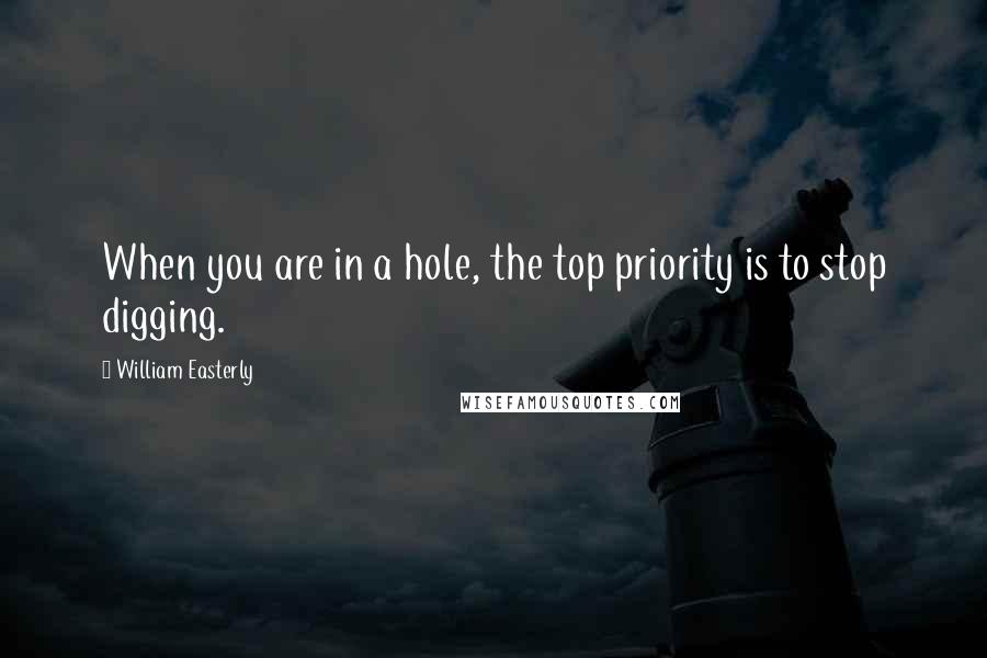 William Easterly Quotes: When you are in a hole, the top priority is to stop digging.