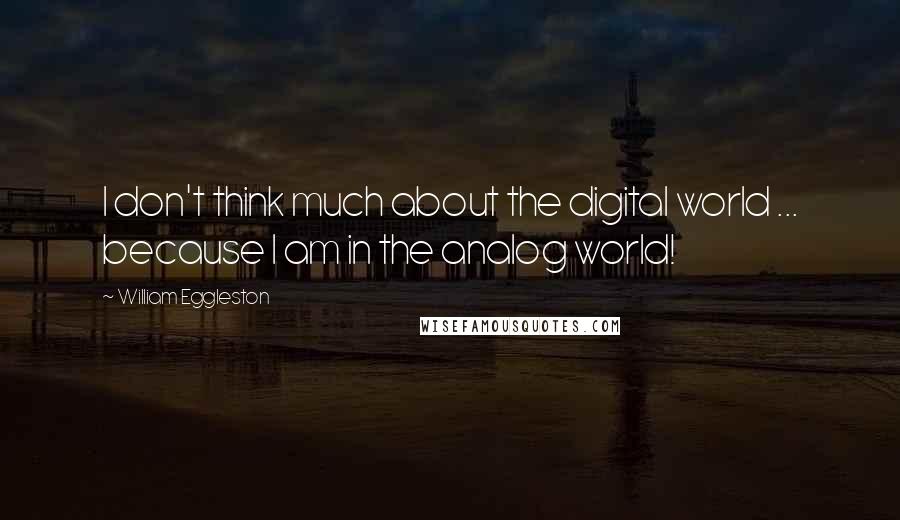 William Eggleston Quotes: I don't think much about the digital world ... because I am in the analog world!