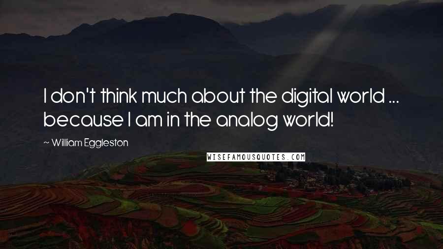 William Eggleston Quotes: I don't think much about the digital world ... because I am in the analog world!