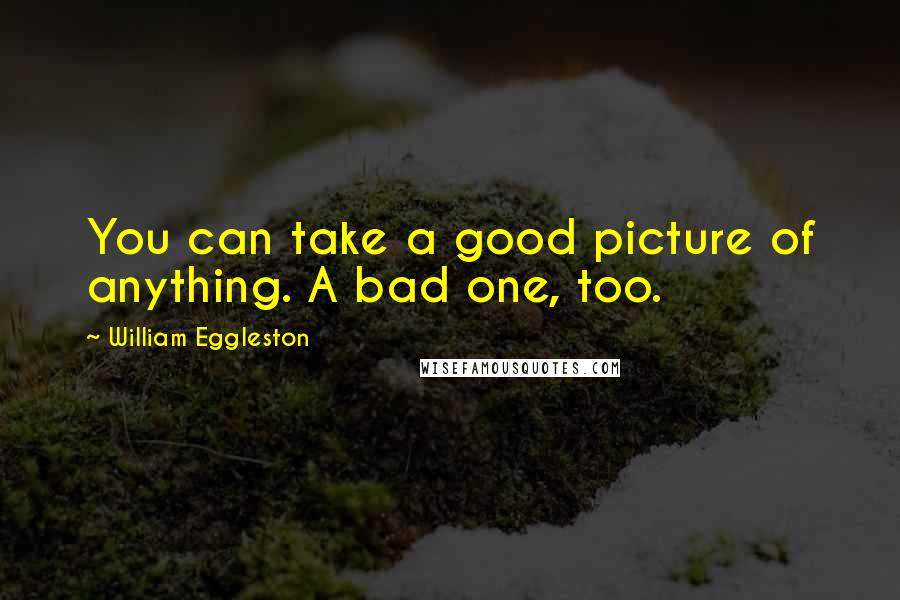 William Eggleston Quotes: You can take a good picture of anything. A bad one, too.