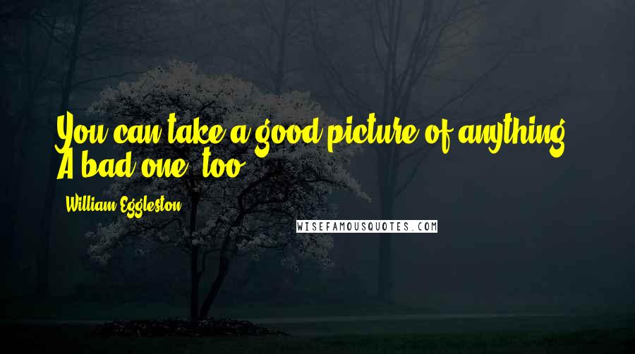 William Eggleston Quotes: You can take a good picture of anything. A bad one, too.