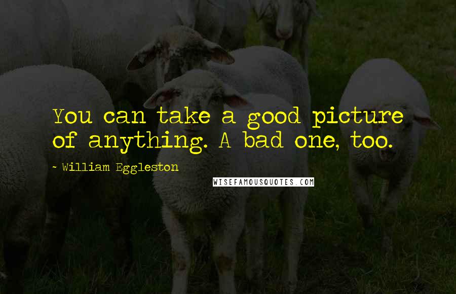 William Eggleston Quotes: You can take a good picture of anything. A bad one, too.