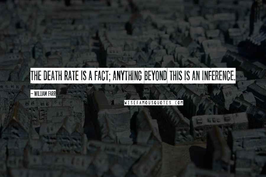 William Farr Quotes: The death rate is a fact; anything beyond this is an inference.