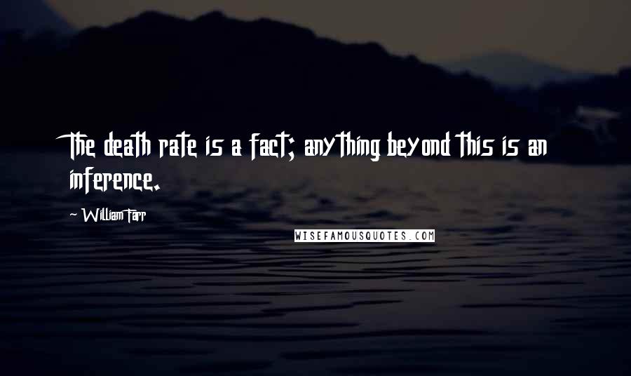 William Farr Quotes: The death rate is a fact; anything beyond this is an inference.